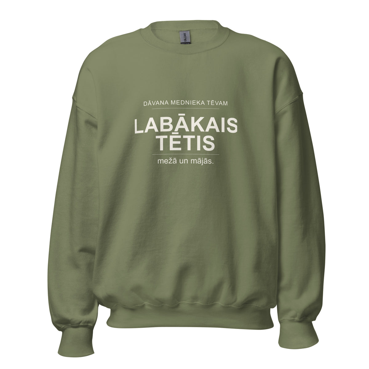 Mednieku džemperis “Labākais tētis, mežā un mājās”, militāri zaļā krāsā