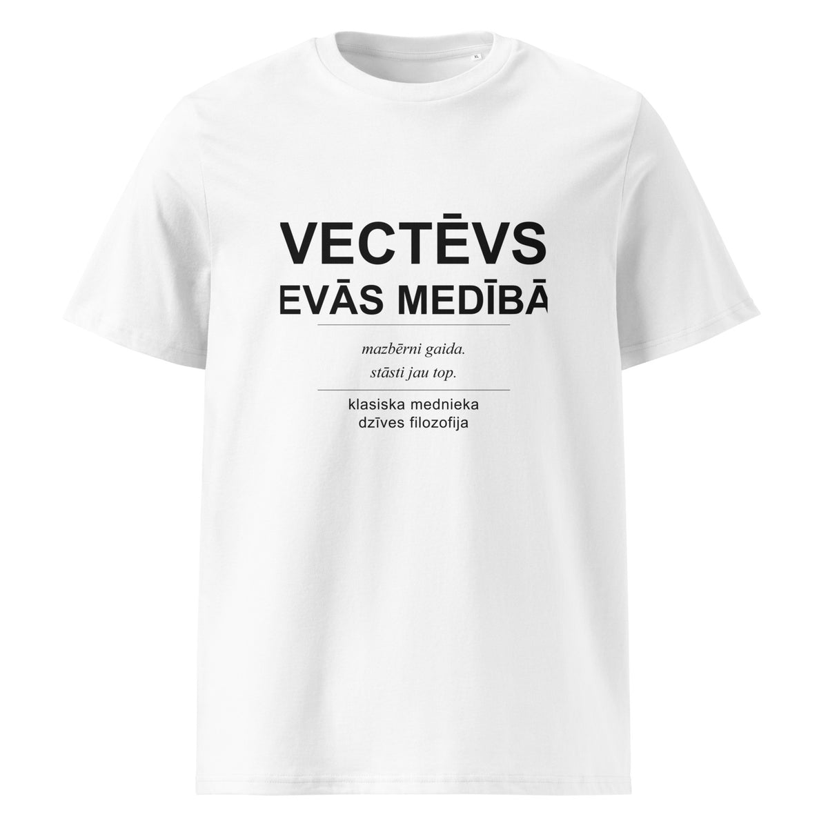 Mednieku T-krekls “Vectēvs devās medībās”, baltā krāsā