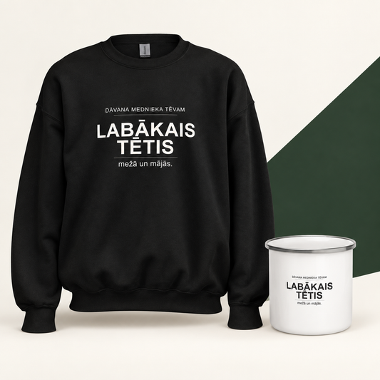 Labākā tēta komplekts ar džemperi un emaljas krūzi
