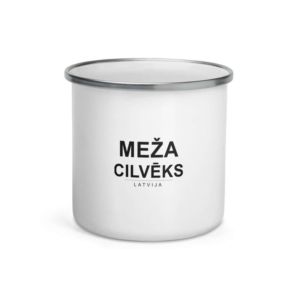 Metāla krūze ar uzrakstu Meža cilvēks. Latvija.