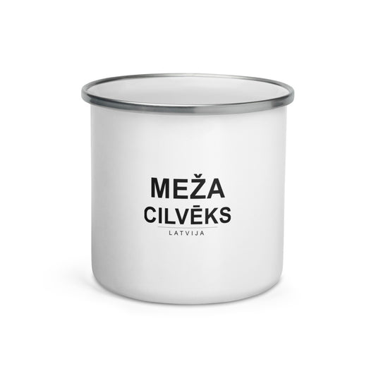 Metāla krūze ar uzrakstu Meža cilvēks. Latvija.