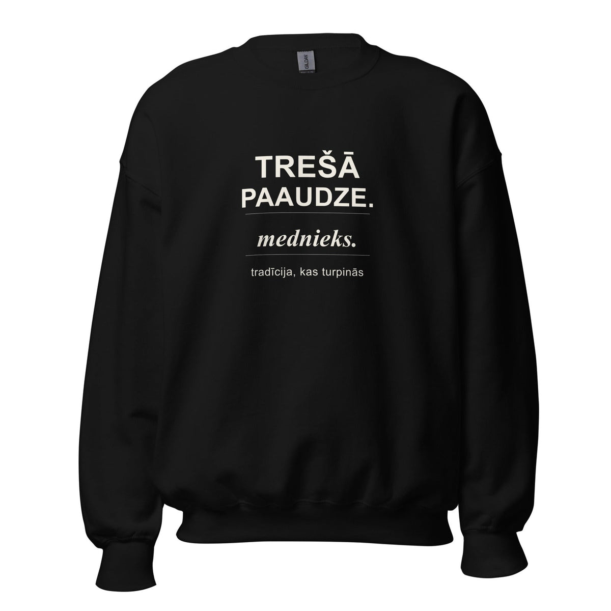Melns mednieku džemperis ar dizainu Trešā paaudze. Mednieks.