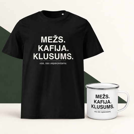 Meža rīta komplekts ar T-kreklu un emaljas krūzi